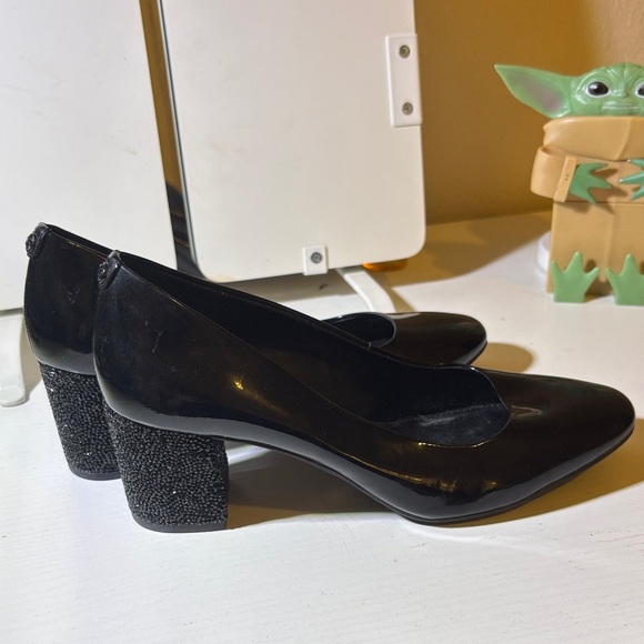 Michael Kors Black Heels with Glitter Block Heel - Picture 1 of 7
